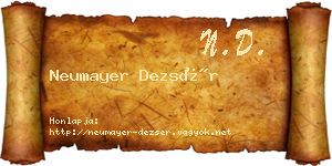 Neumayer Dezsér névjegykártya